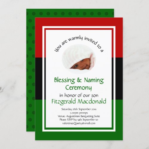 NAMING BLESSING CEREMONY  Pan African  Photo Invitation