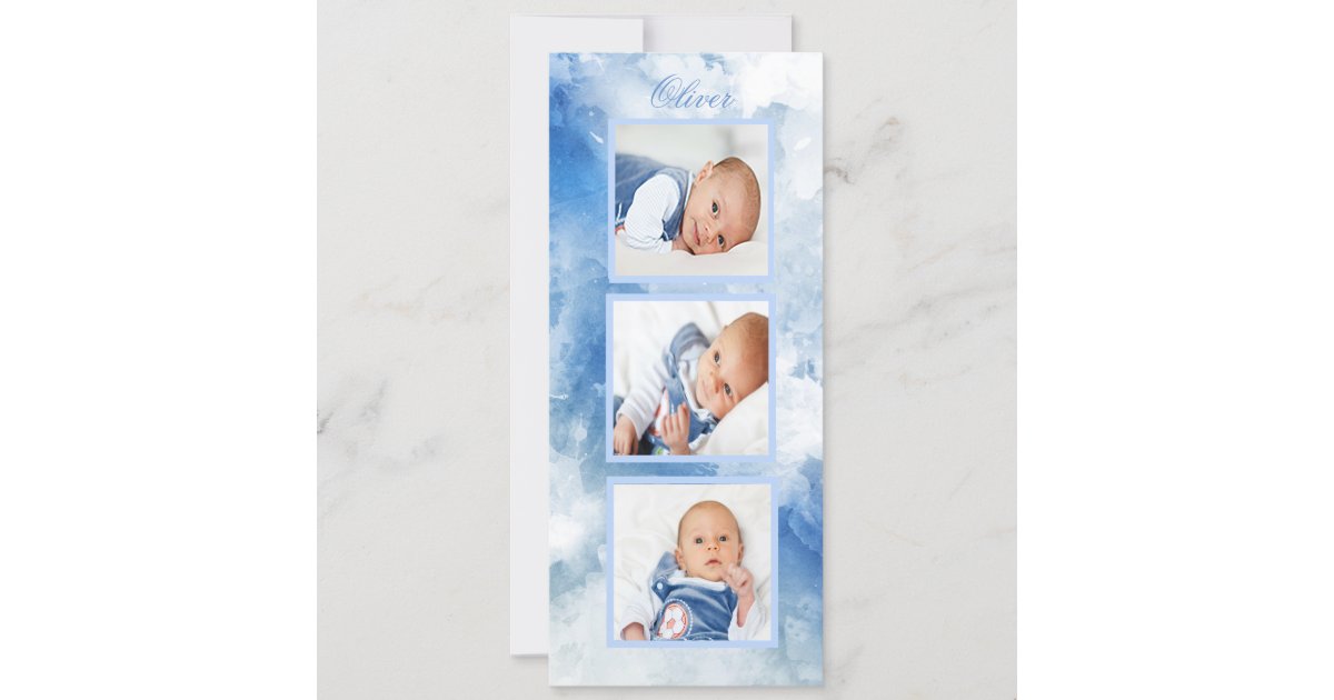 Naming Celebration Photo Baby Blue Invitation Zazzle