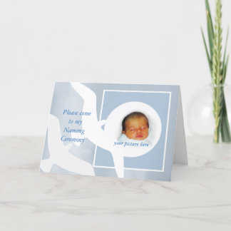 Naming ceremony invitation, custom card, birds. invitation