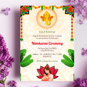 Namkaran Naming Ceremony Golden Elements Invitation