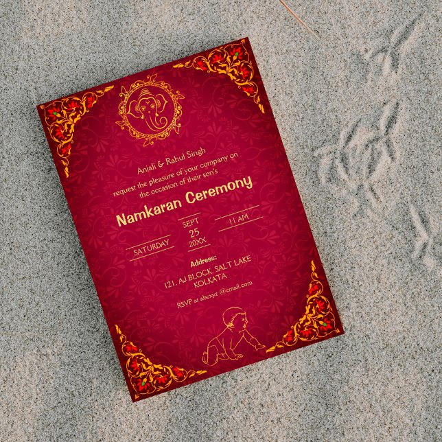 Namkaran Naming Ceremony Golden Elements Invitation (Creator Uploaded)