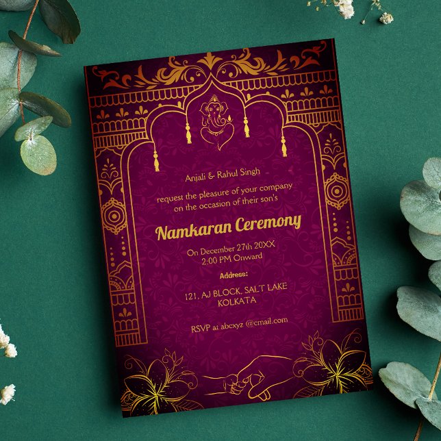 Namkaran Naming Ceremony Golden Elements Invitation (Creator Uploaded)