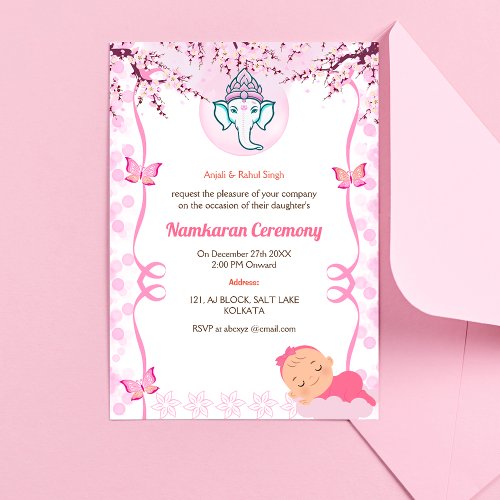 Namkaran Naming Ceremony Golden Elements Invitation