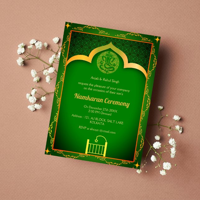 Namkaran Naming Ceremony Golden Elements Invitation (Creator Uploaded)