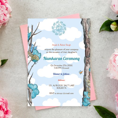 Namkaran Naming Ceremony Golden Elements Invitation