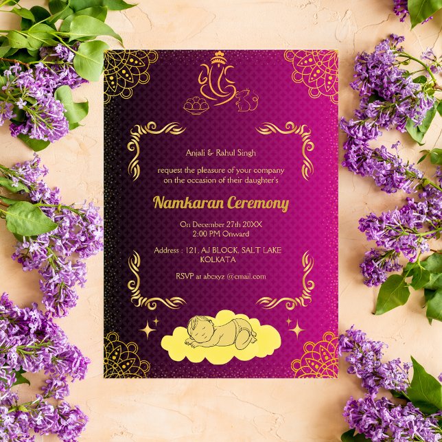 Namkaran Naming Ceremony Golden Elements Invitation (Creator Uploaded)
