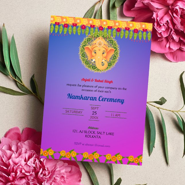 Namkaran Naming Ceremony Golden Elements Invitation (Creator Uploaded)