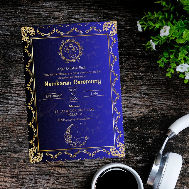 Namkaran Naming Ceremony Golden Elements Invitation (Creator Uploaded)