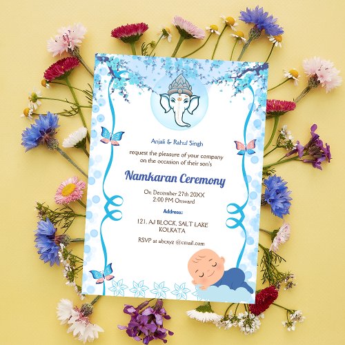 Namkaran Naming Ceremony Golden Elements Invitation