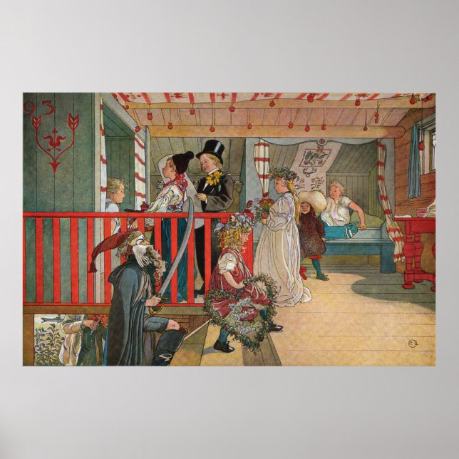 Namnsdag på härbret, Carl Larsson Poster (Front)