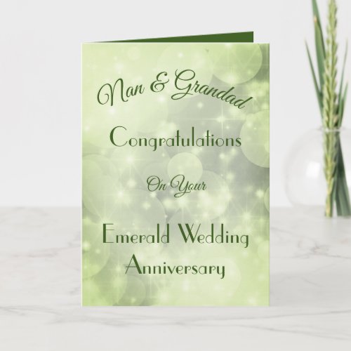 Nan  Grandad Emerald Anniversary Greeting Card Card