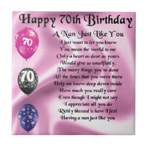 nan poem - 70th Birthday Ceramic Tile