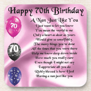 nan poem - 70th Birthday Coaster