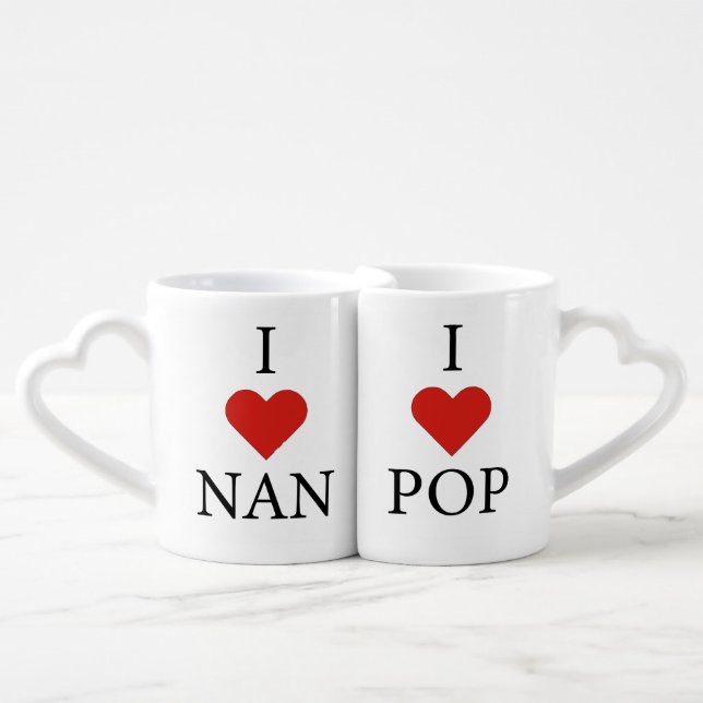NAN & POP RED HEART COFFEE MUG SET (Front Nesting)