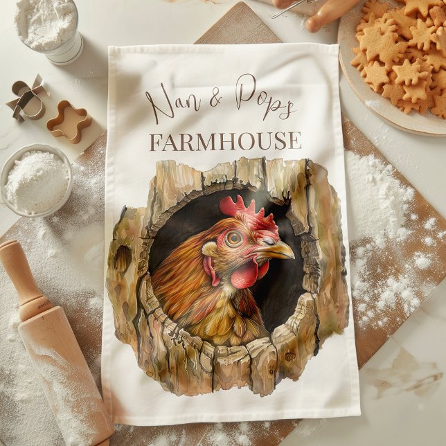 Nan & Pop's Farmhouse Cute Country Farm Chicken Kitchen Towel (Creator Uploaded)