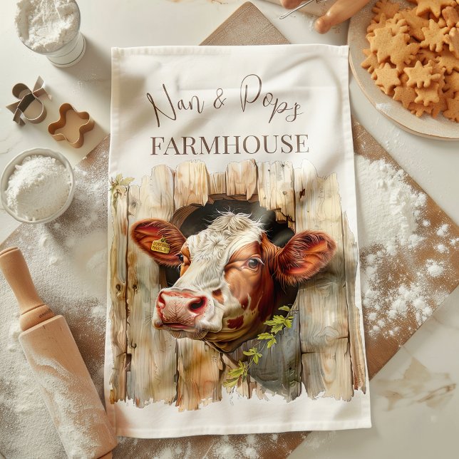 Nan & Pop's Farmhouse Cute Country Farm Kitchen Towel (Creator Uploaded)
