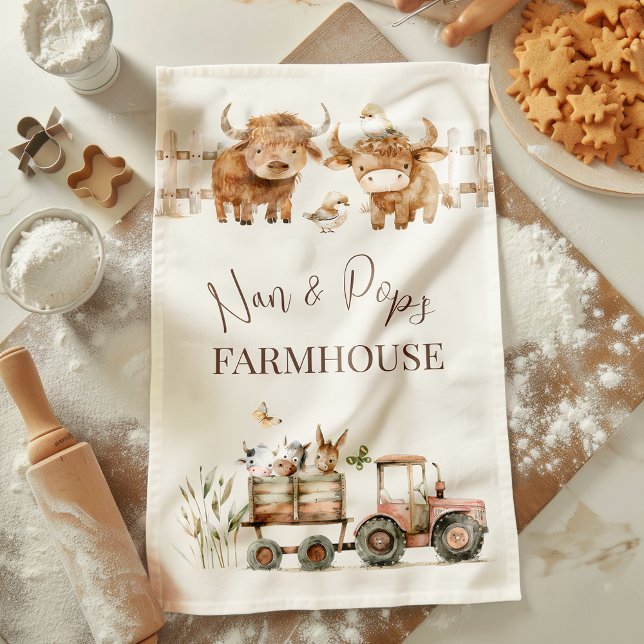 Nan & Pop's Farmhouse Cute Country Farm Kitchen Towel (Creator Uploaded)