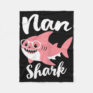 Nan Shark Mother's Day Grandma Funny  Fleece Blanket