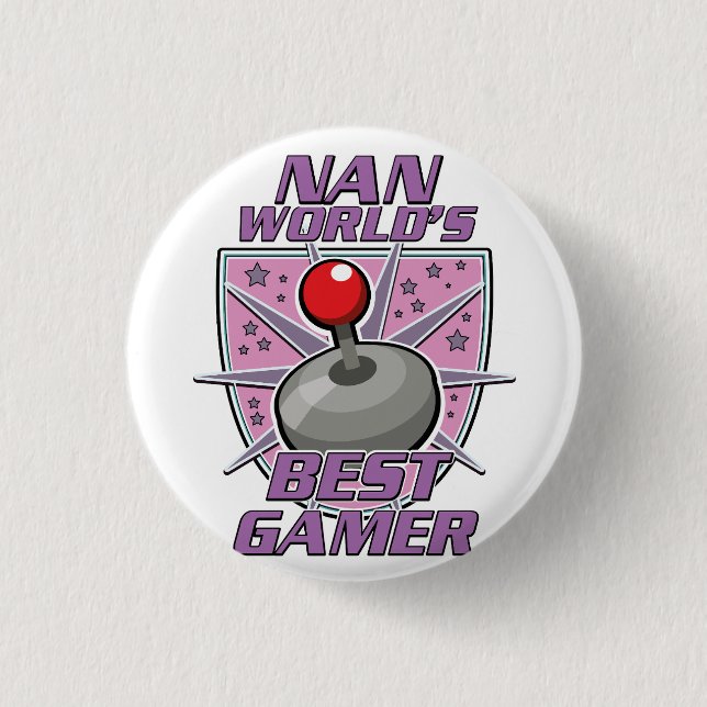 Nan World's best gamer retro logo Button (Front)