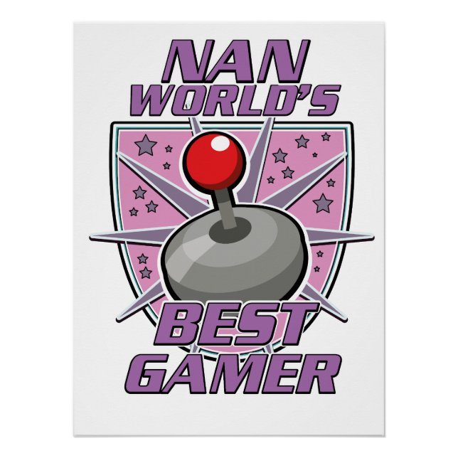 Nan World's best gamer retro logo Poster (Front)
