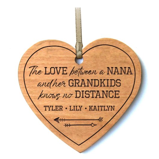 Nana And Her Grandkids Heart-Shaped Ornament (Front)
