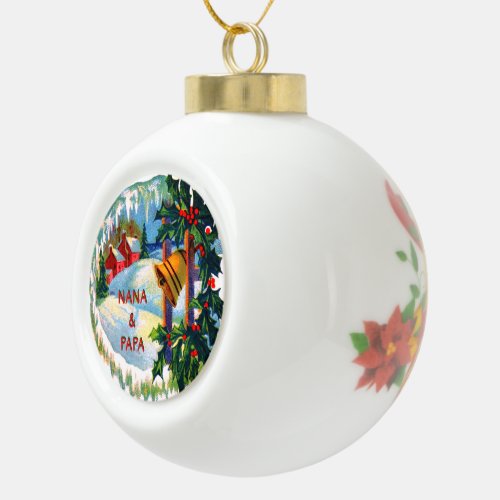 NANA And PAPA Christmas Bells Ceramic Ball Christmas Ornament
