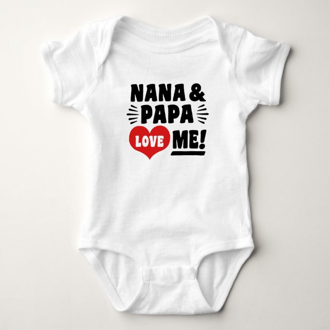 Nana And Papa Love Me Baby Bodysuit (Front)