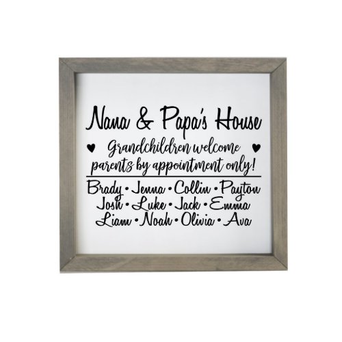 Nana and Papas 115 x 115 Gray Framed Shadow Box