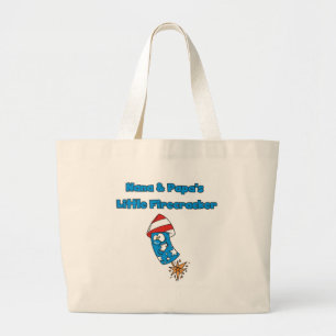 Nana and Papa's Little Firecracker Tshirts Large Tote Bag