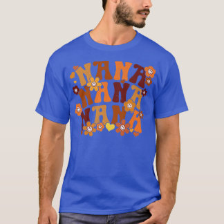 Nana Autumn Vintage Retro Groovy Hippie Heart Flor T-Shirt