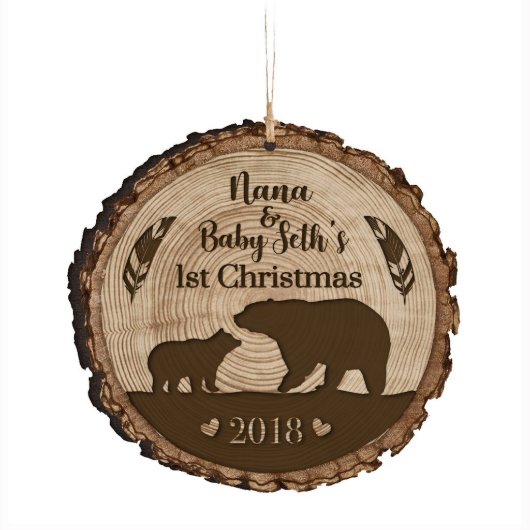 Nana & Baby 1st Christmas Wooden Ornament (Front)