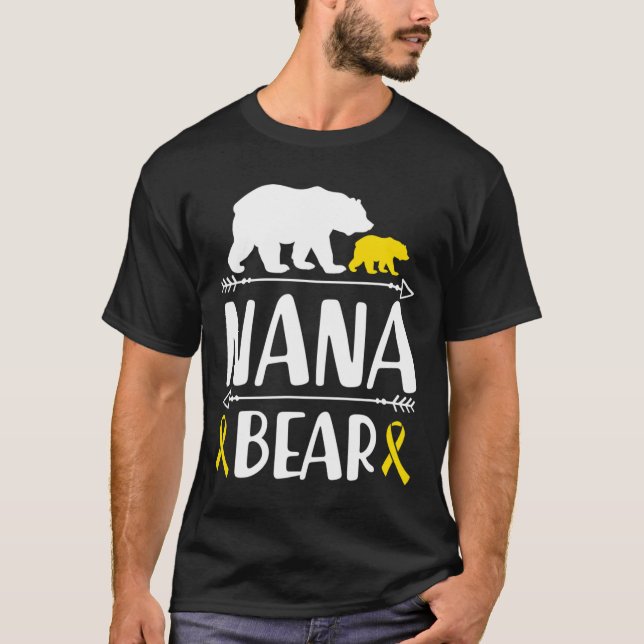 Nana Bear Childhood Cancer Awareness Grandma Of A  T-Shirt (Front)
