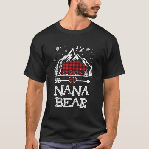 Nana Bear Christmas Pajama Red Plaid Buffalo Famil T_Shirt