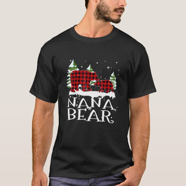 Nana Bear Family Matching Christmas Pajamas Red Pl T-Shirt (Front)
