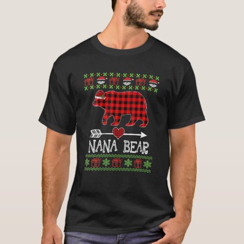 Nana Bear Santa Red Plaid Family Pajamas For Chris T_Shirt