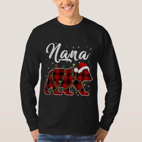 Nana Bear Xmas Red Plaid Matching Family Christmas T_Shirt