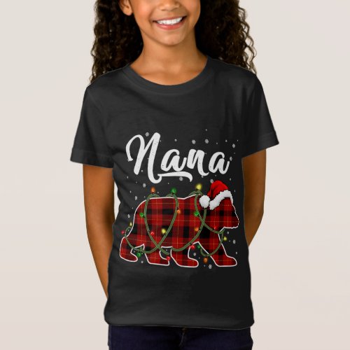 Nana Bear Xmas Red Plaid Matching Family Christmas T_Shirt