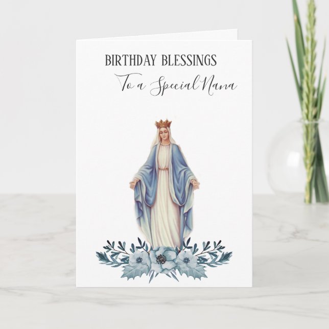 Nana | Birthday | Blessed Virgin Mother Mary Card (Front)