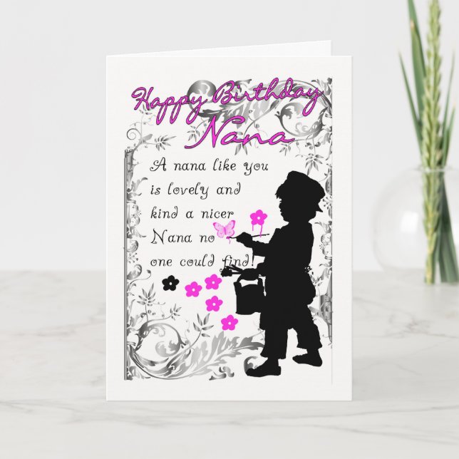 nana birthday card with little boy silhouette (Front)
