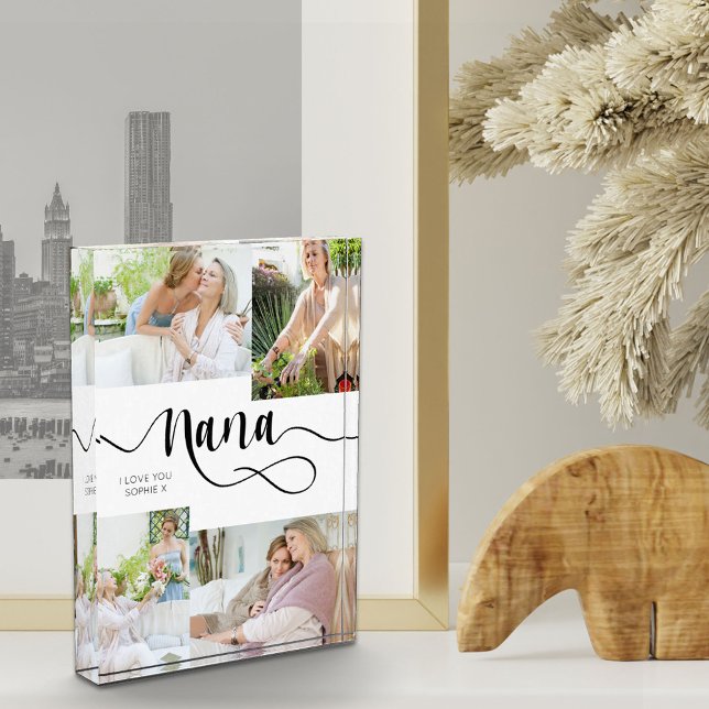 Nana Calligraphy 4 Photo Collage Acrylic Block (Creator Uploaded)