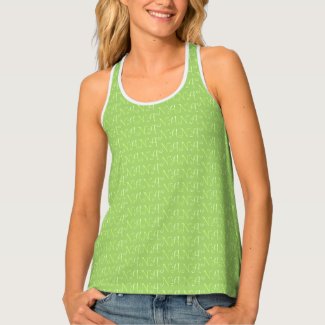 Nana Chic Floral Lettering Pattern Moss Green
