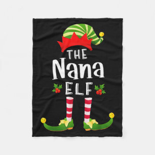 Nana Christmas Elf Matching Pajama X-mas Party Fleece Blanket