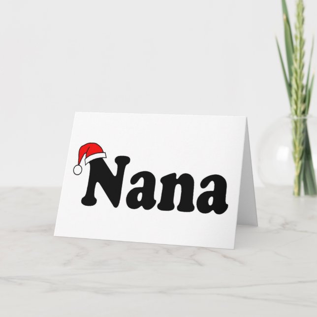 Nana Christmas Santa Hat Holiday Card (Front)