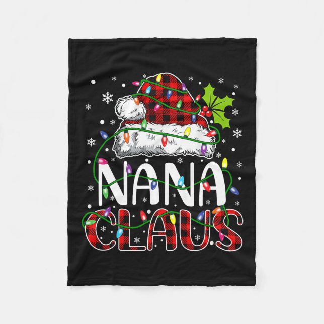 Nana Claus Christmas Lights Matching Family Xmas P Fleece Blanket (Front)