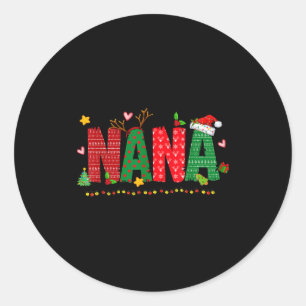Nana Claus Christmas Lights Pajama Family Matching Classic Round Sticker