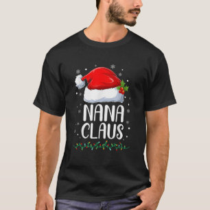 Nana Claus Christmas Lights Pajama Family Matching T-Shirt