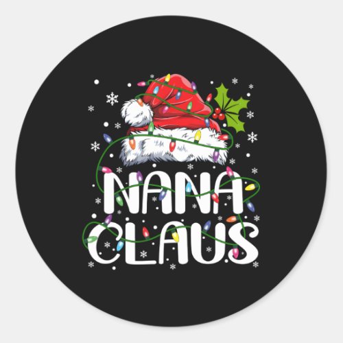 Nana Claus Lights Pajama Family Classic Round Sticker