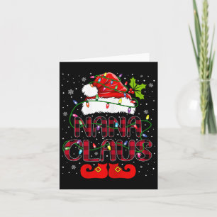 Nana Claus Merry Christmas Buffalo Plaid Santa Hat Card
