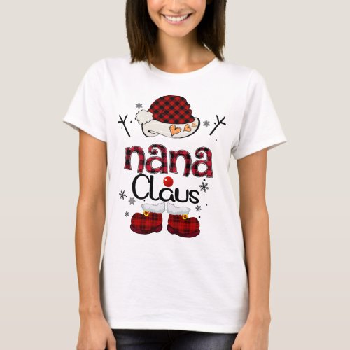 Nana Claus Red Plaid _ Grandma Gift T_Shirt