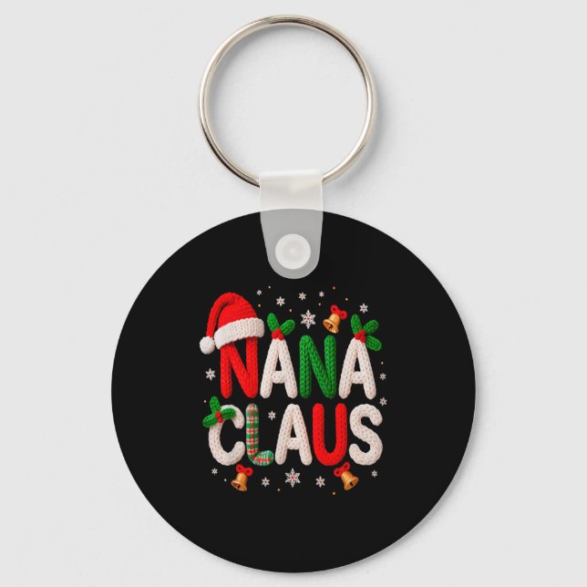 Nana Claus Santa Claus Crochet &amp; Knitting Love Keychain (Front)